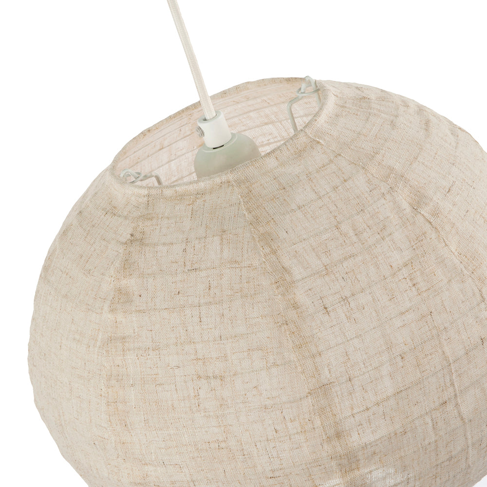Modern Natural Linen Fabric Oatmeal Spherical Pendant Lighting Shade Image 2
