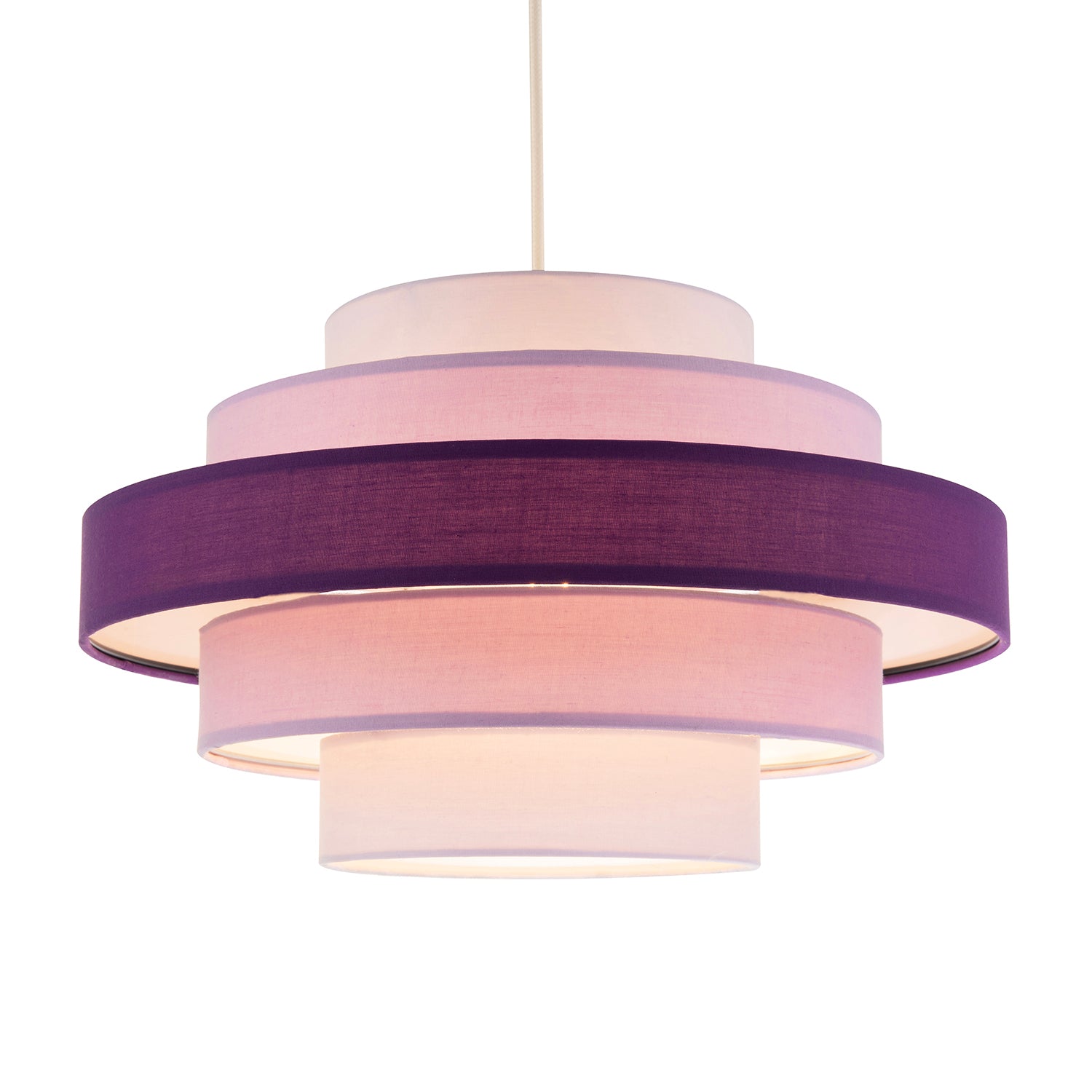 Five Tier Pendant Shade with Various Purple and Lilac Cotton Rings Image 2