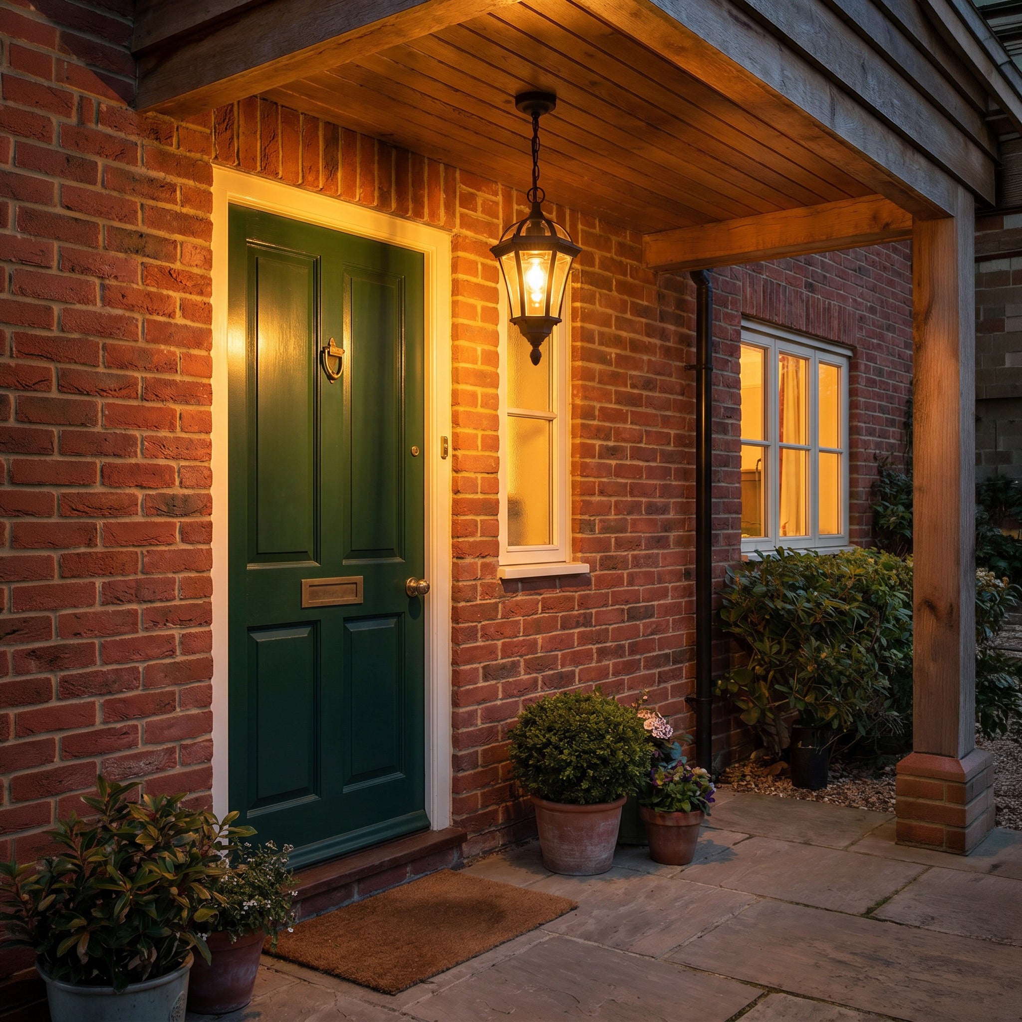 Black Exterior Hanging Porch Lantern Pendant Light Image 6