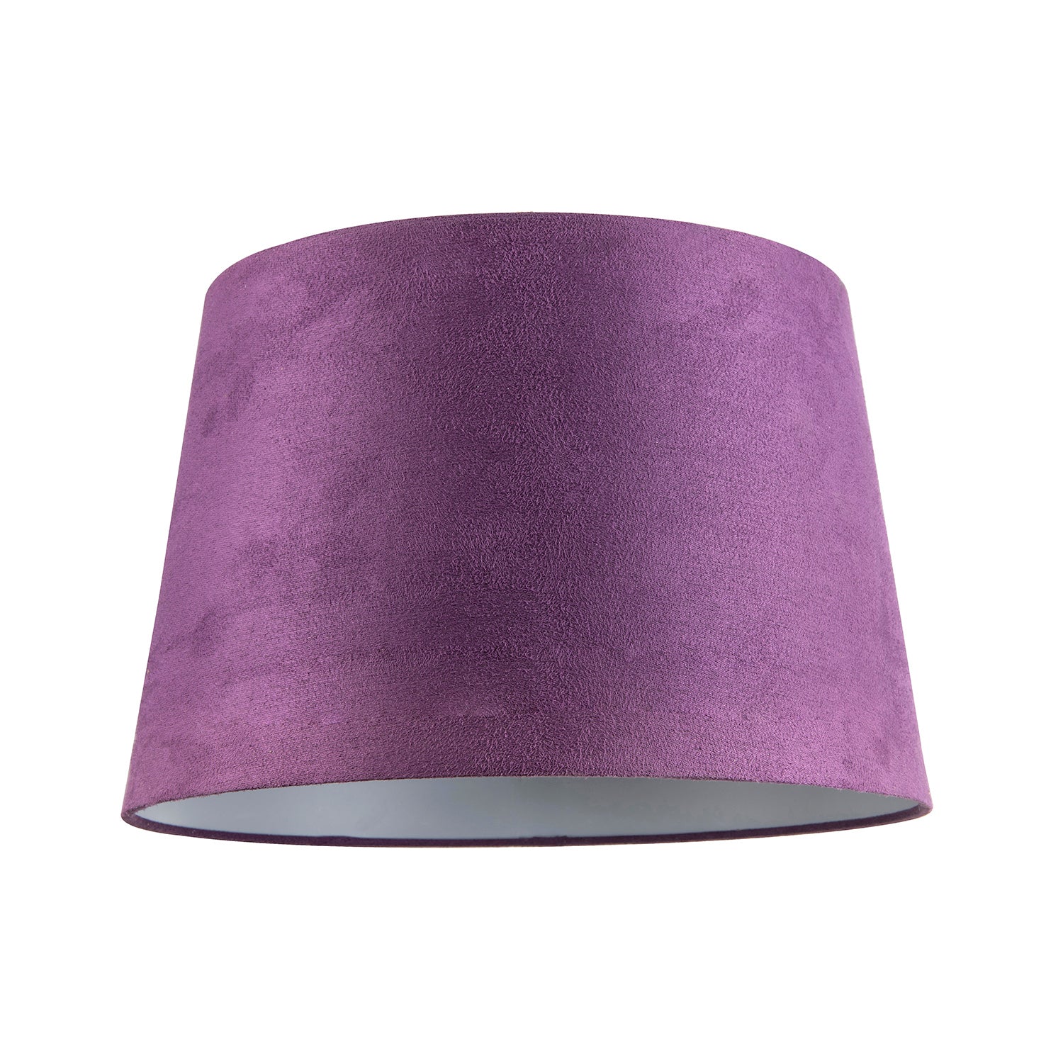 Deep Purple Velvet 12 Inch Drum Lamp Shade with White Cotton Inner Image 1