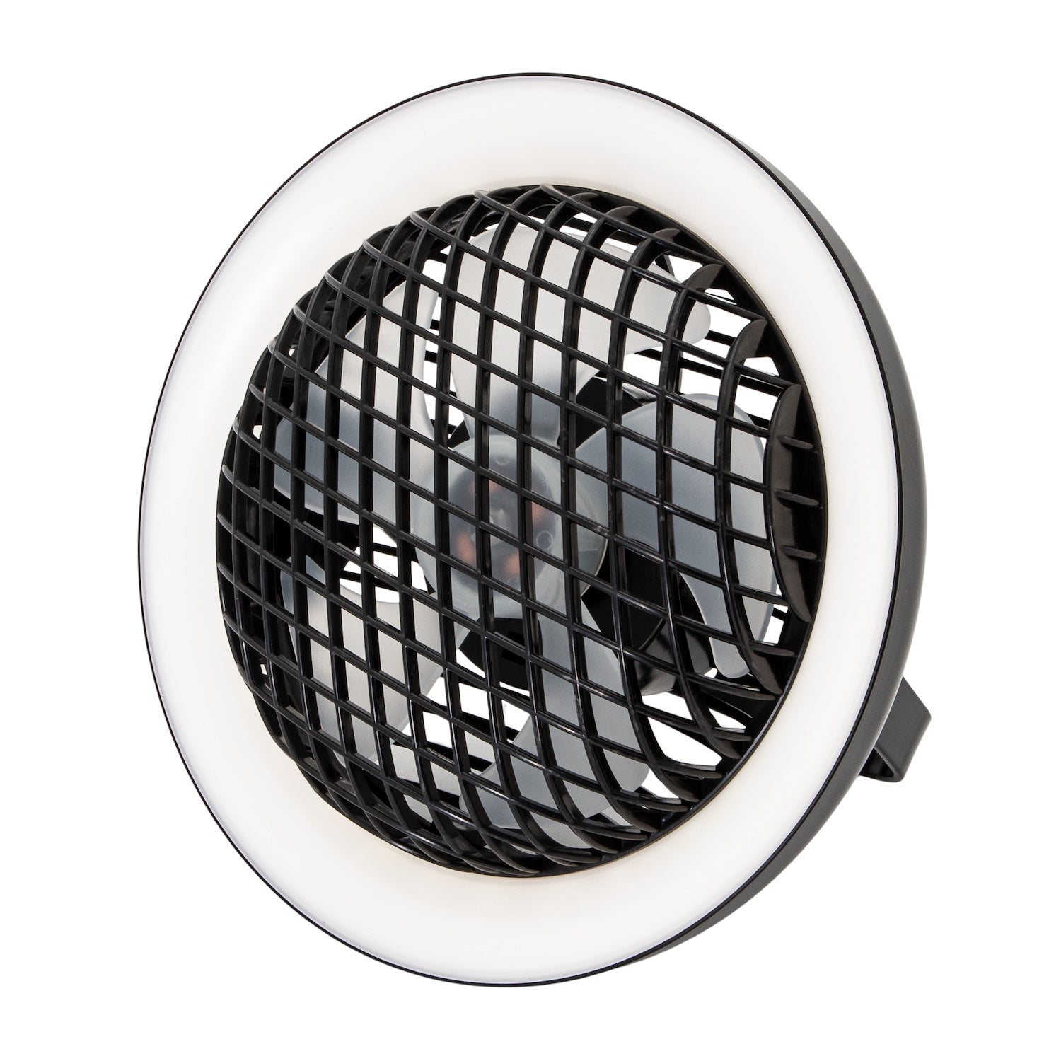 Black Rechargeable 3 Speed Desk Fan with LED Dimmable Ring Light Image 2