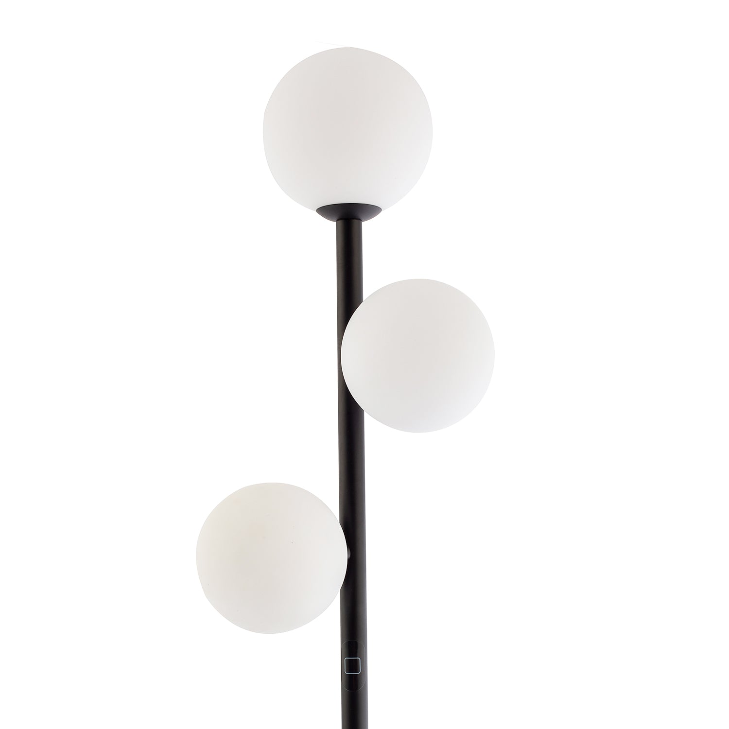 Modern Touch Dimmer CCT Black Floor Lamp with Opal White Glass Globe Shades Image 3