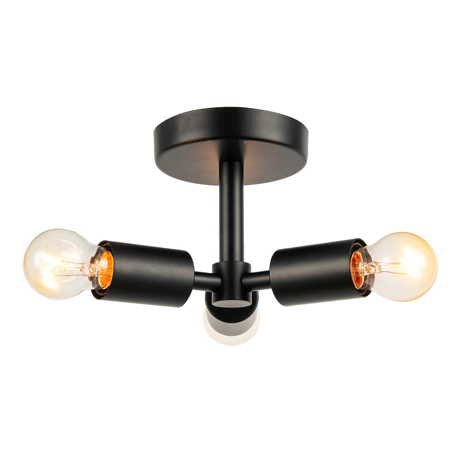 Industrial Matte Black Ceiling Light Fixture to Showcase Vintage Bulbs Image 4