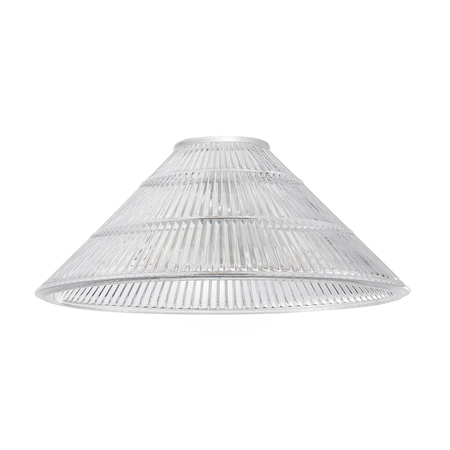 Modern Designer Transparent Ridged Glass Easy Fit Pendant Shade in Cone Shape Image 1