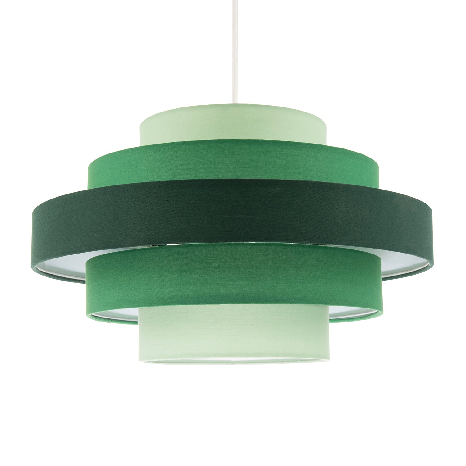 Five Tier Pendant Lighting Shade with Various Green Cotton Rings Image 1