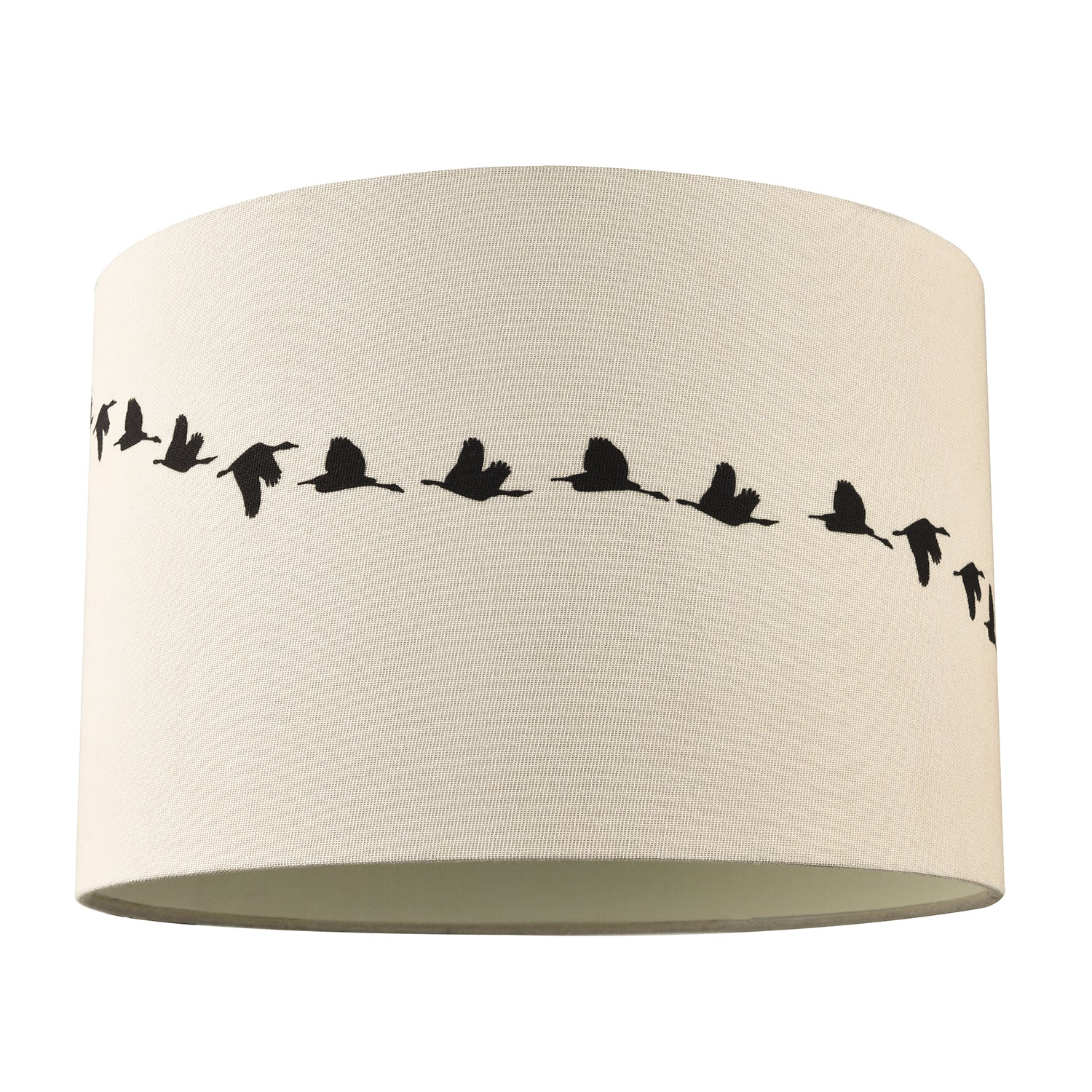 Flying Swans Lamp Shade in Light Cream Linen Fabric with Cotton Inner Image 1