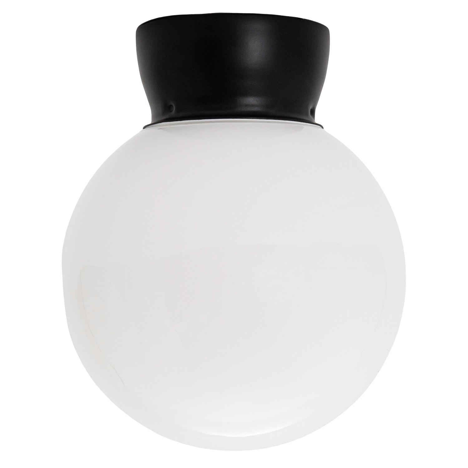 Traditional Matte Black and Opal Glass Globe IP44 Bathroom Ceiling Light Fitting Image 5