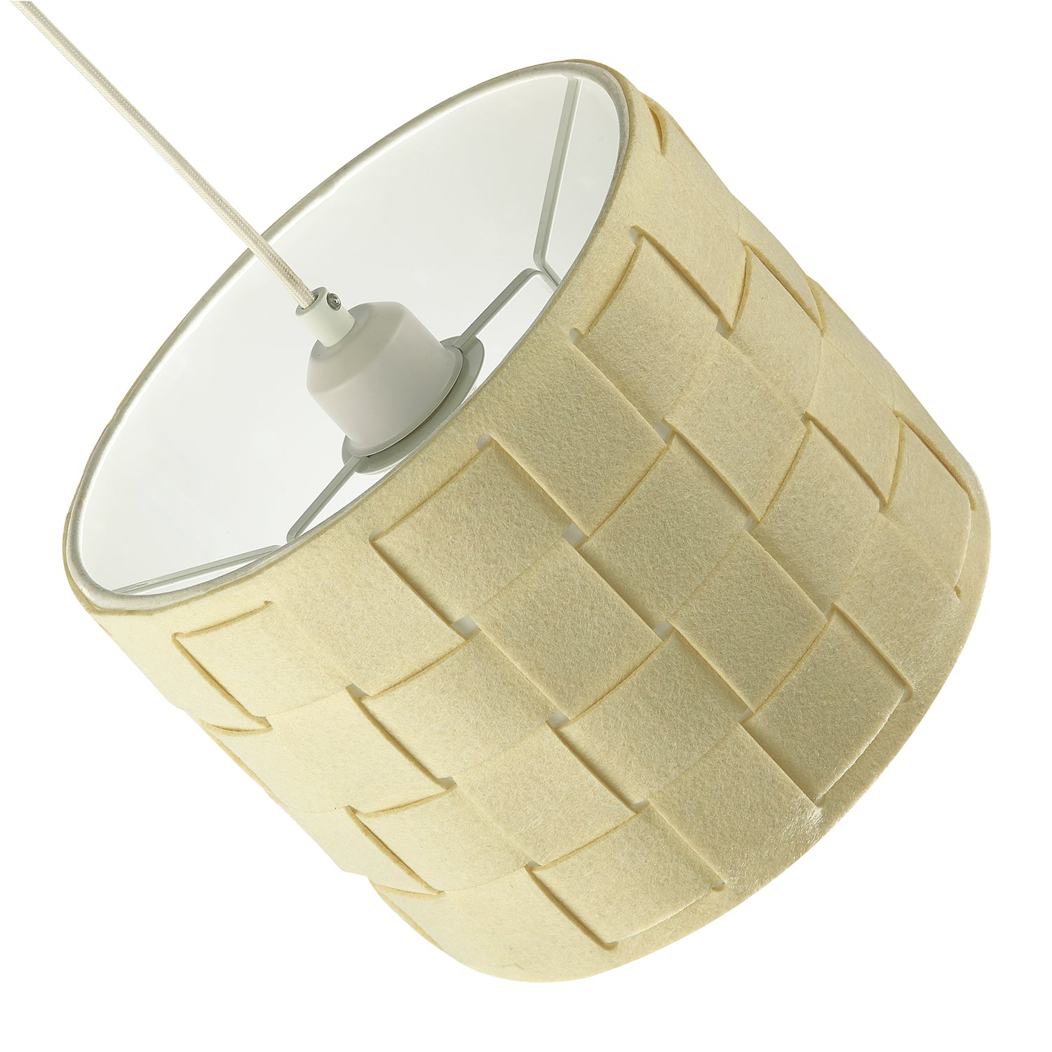 Modern Designer Woven Cross Hatch Felt Drum 10 Inch Lamp Shade in Soft Cream Image 3