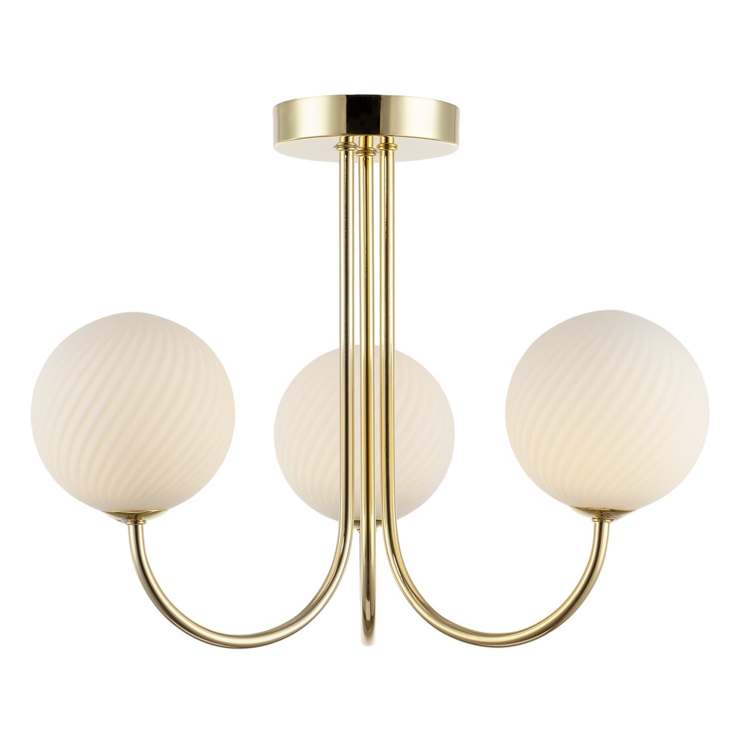 Modern Polished Gold Plated Ceiling Light Fitting with Swirl Glass Image 2