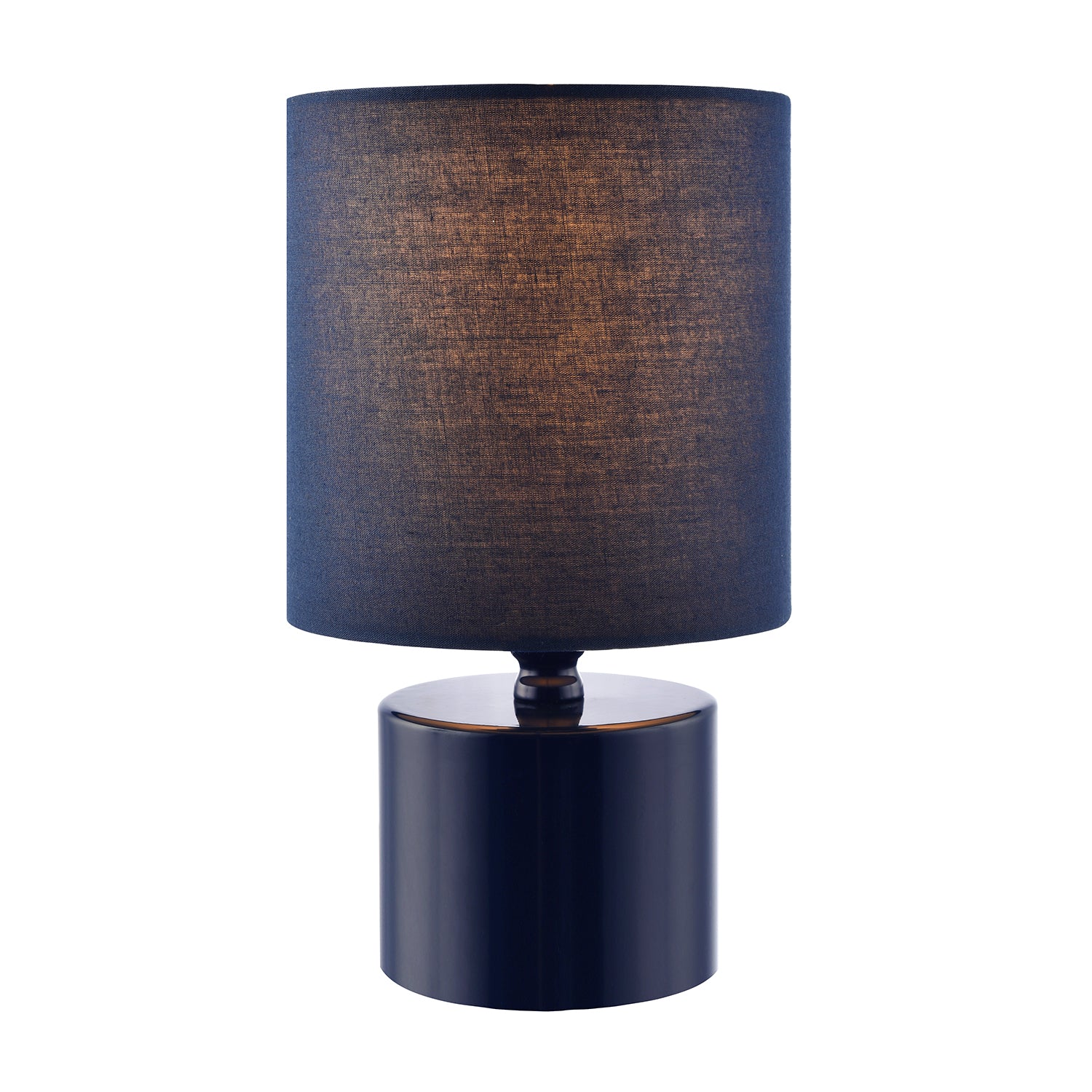 Modern Midnight Blue Glossy Table Lamp with Cotton Fabric Shade Image 2