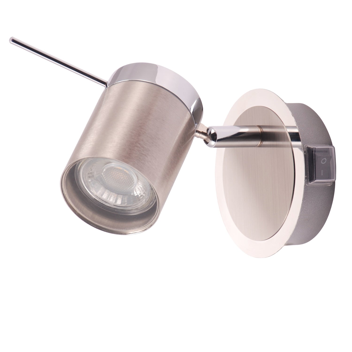 Modern Designer Chrome and Satin Nickel Spot IP44 Bathroom Wall Light Fitting Image 1