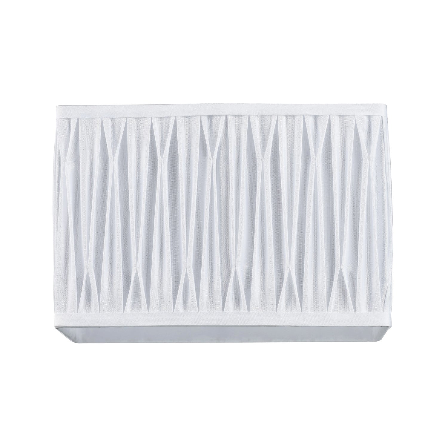 Classic Double Pleated Rectangular Lamp Shade with Ivory White Faux Silk Fabric Image 1