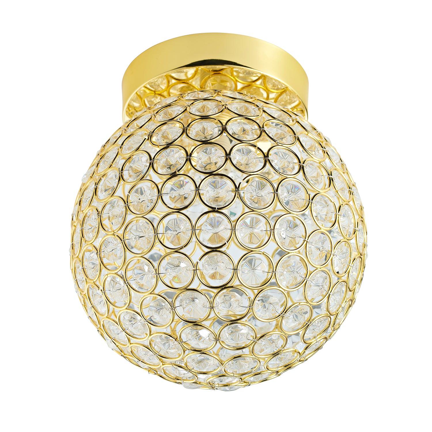 Modern Polished Gold and Beaded Glass IP44 Bathroom Ceiling Light Image 2