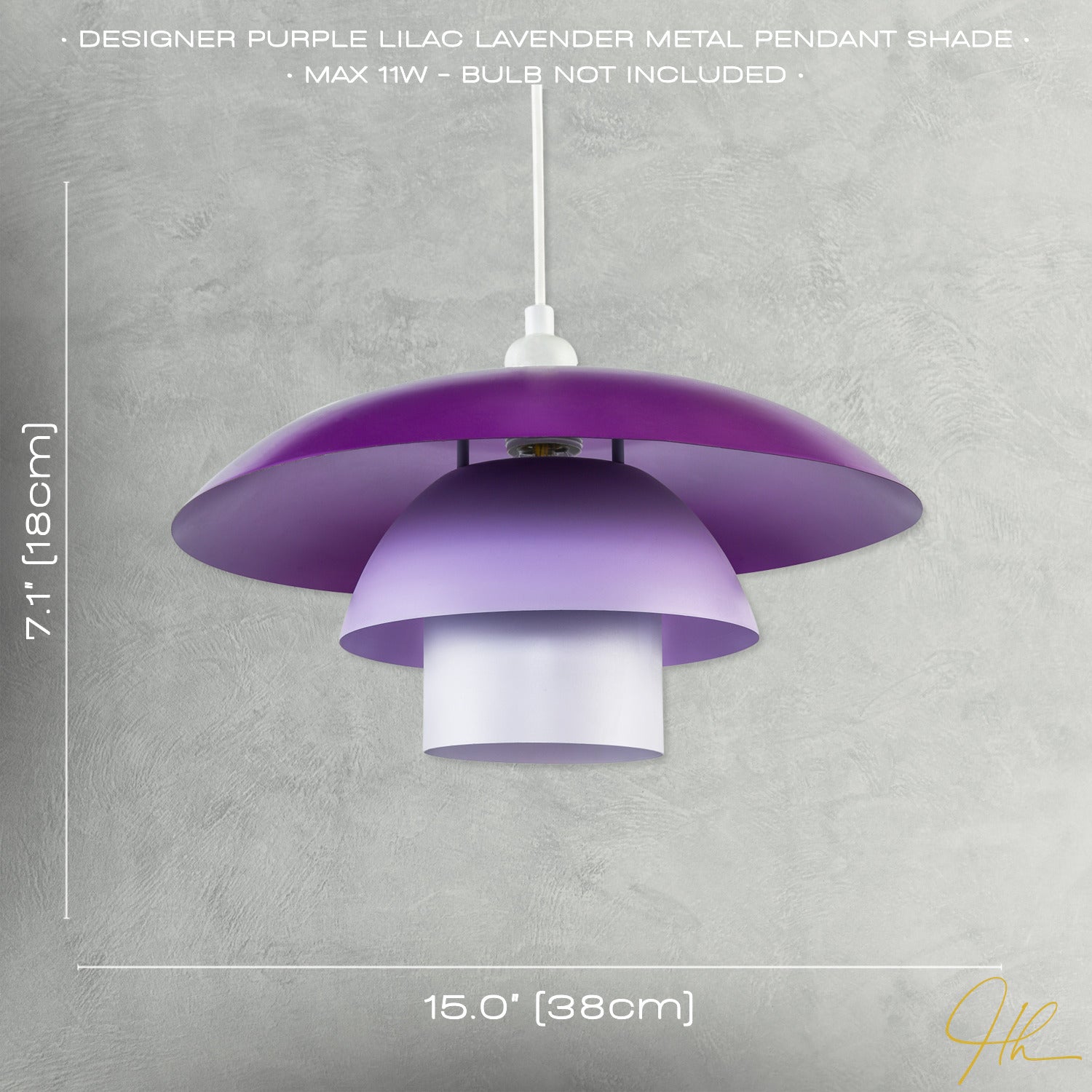Modern Designer Purple and Lilac Lavender Metal Pendant Lighting Shade Image 7