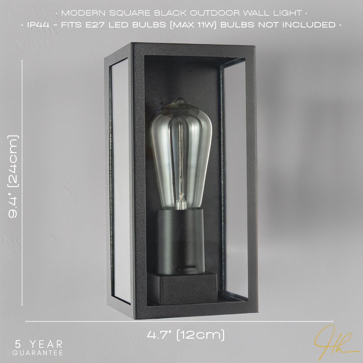 Modern Rectangular Outdoor Lantern Wall Light in Matte Black with Clear Glass Image 6