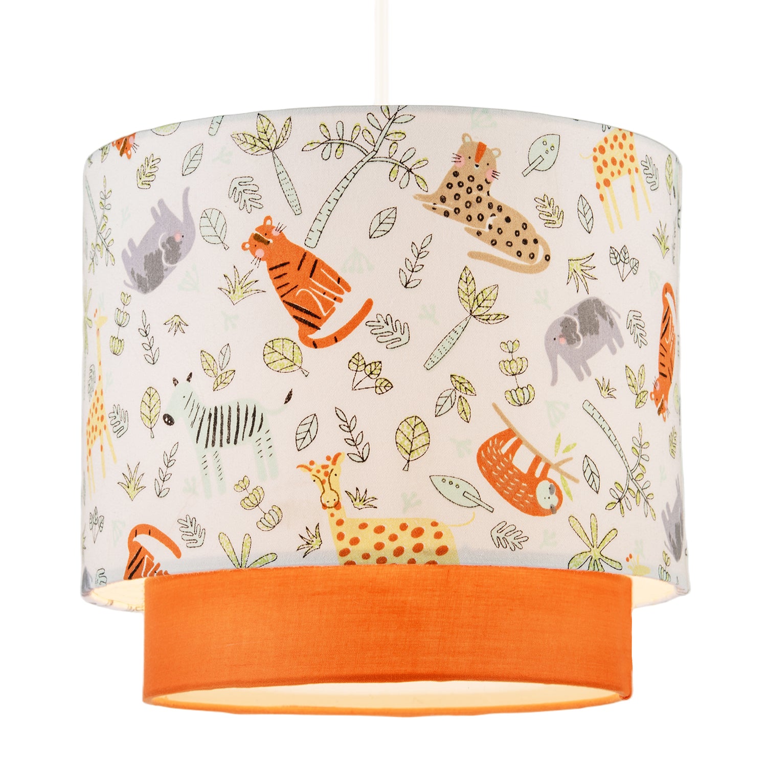 Safari Animals Childrens Pendant Light Shade with Double Tier Design Image 1