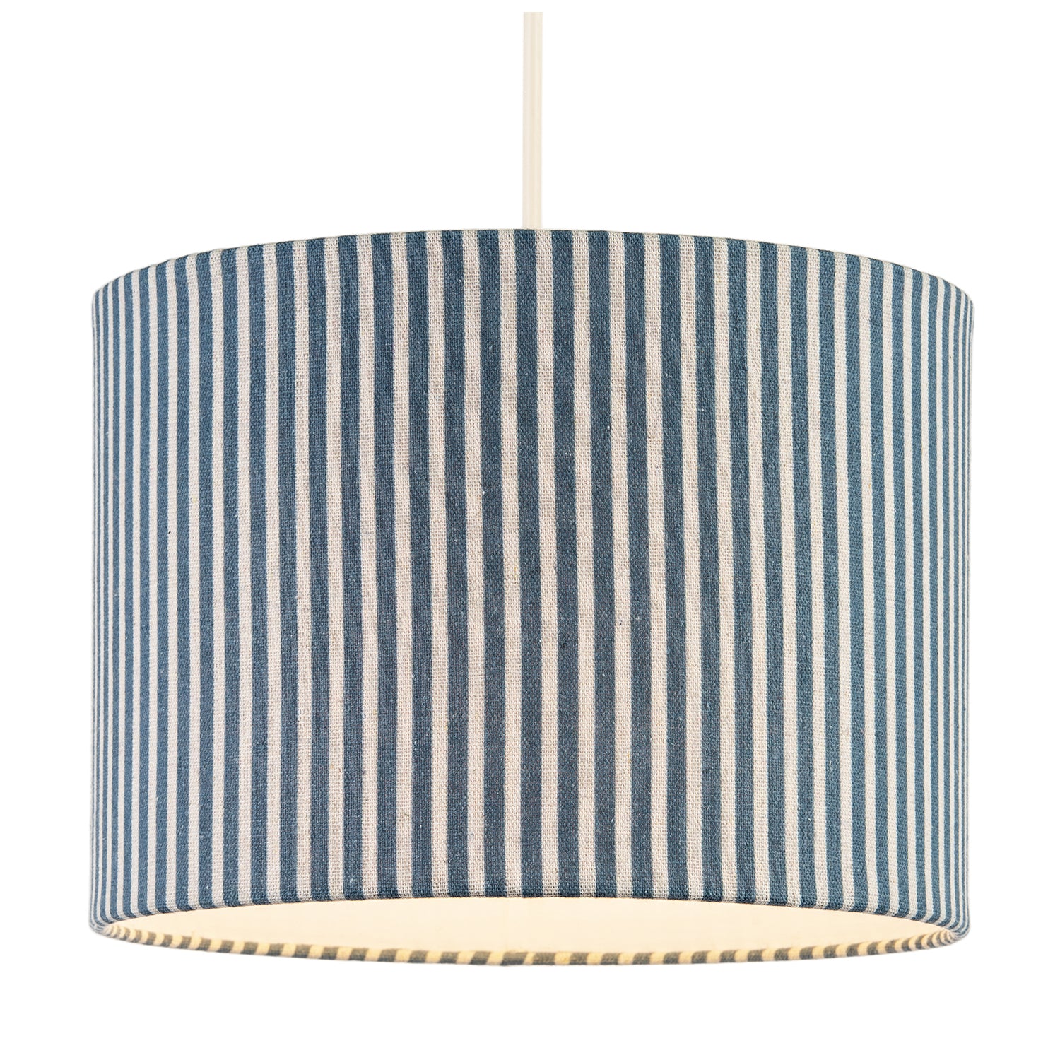 Dusty Blue Thin Striped Linen Fabric Lamp Shade with Inner Lining Image 2