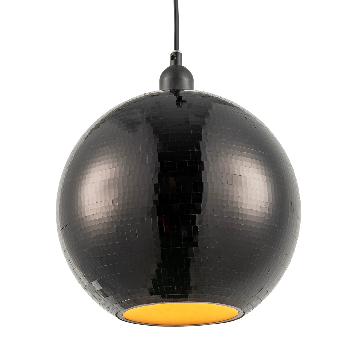 Modern Shiny Disco Mosaic Ball in Mirrored Black Tiles Retro Style Image 2
