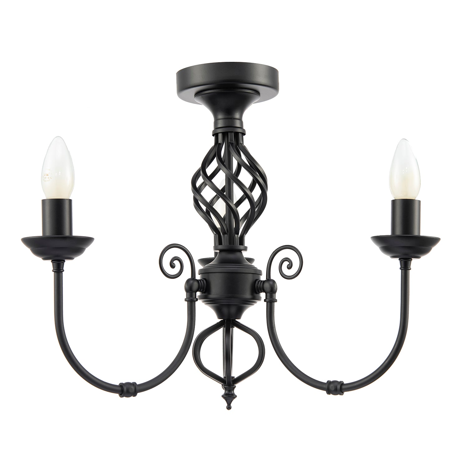 Traditional Classic Matte Black Chandelier Ceiling Light with Twisted Knot Image 1