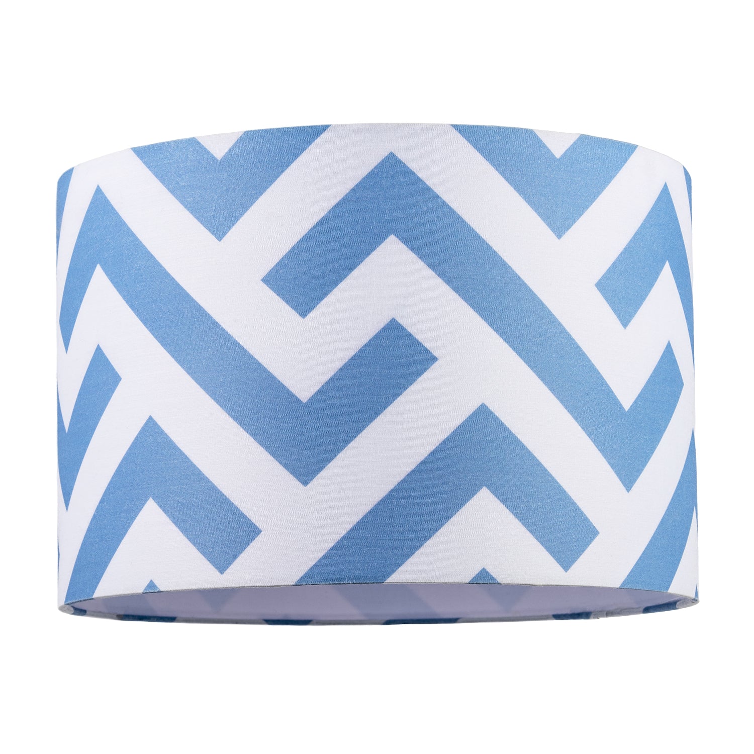 Contemporary Sky Blue Fabric Lamp Shade with Geometric Chevron Pattern Image 1