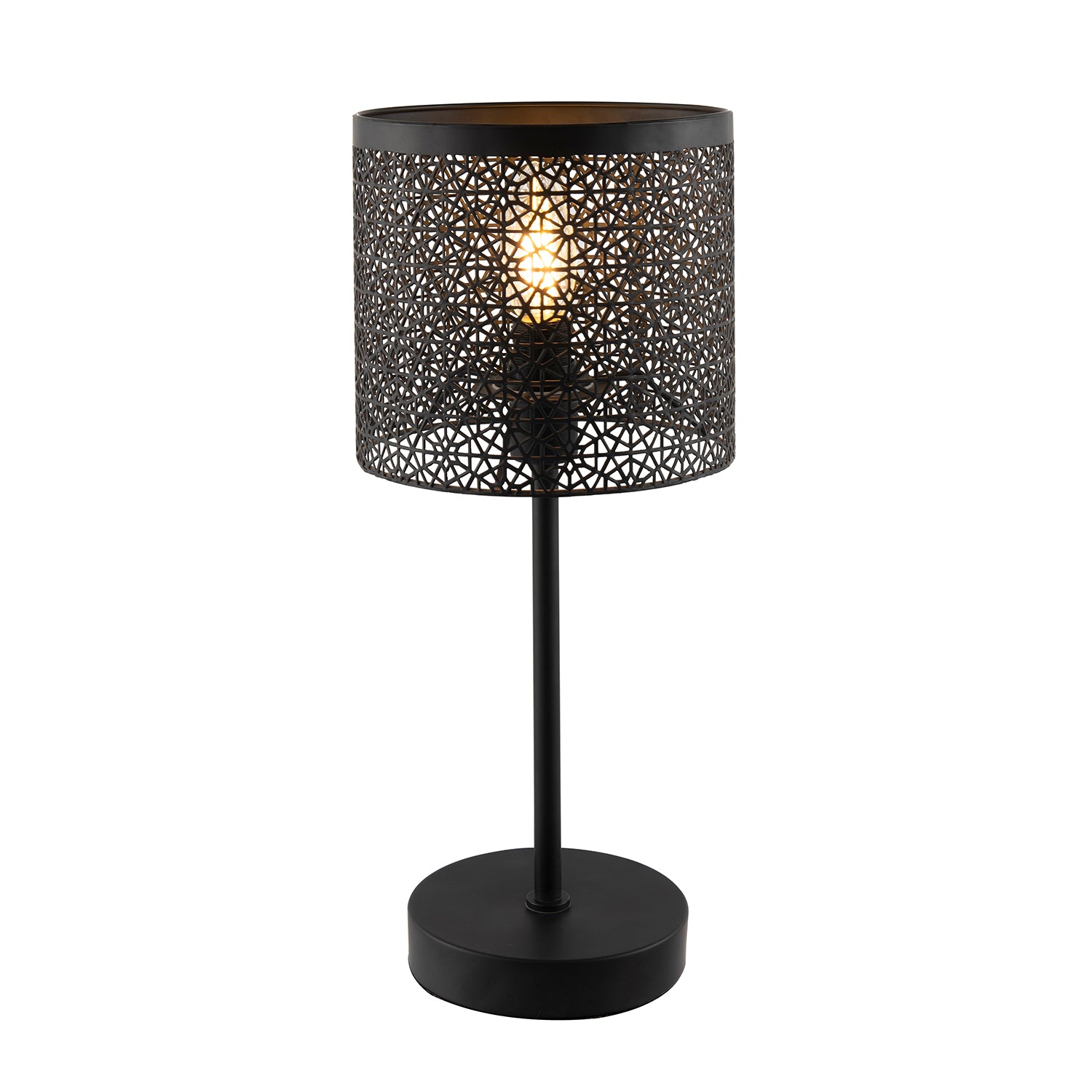 Classic Chic Moroccan Themed Matte Black Table Lamp with Inline Switch Image 4