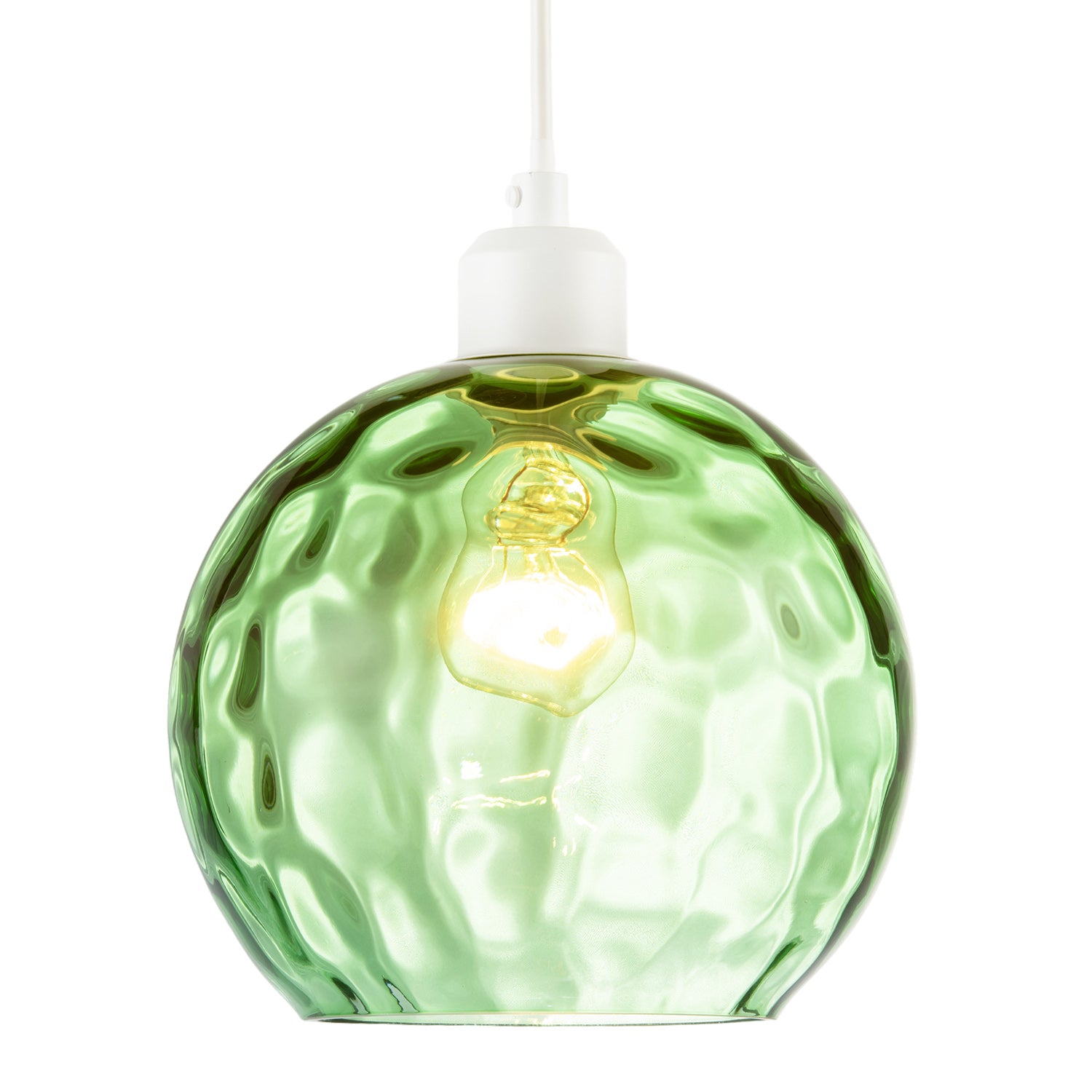Modern Emerald Green Dimpled Round Glass Pendant Ceiling Light Shade Image 2