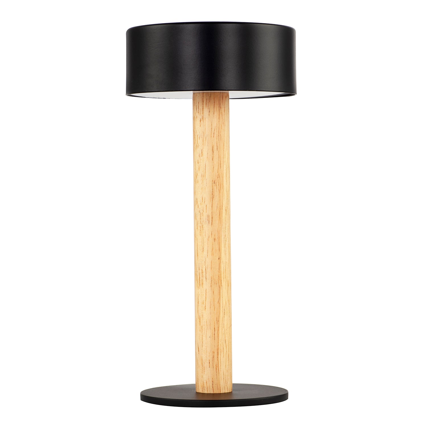 Scandinavian Look Portable Rechargeable Lamp in Black and Natural Wood Image 1