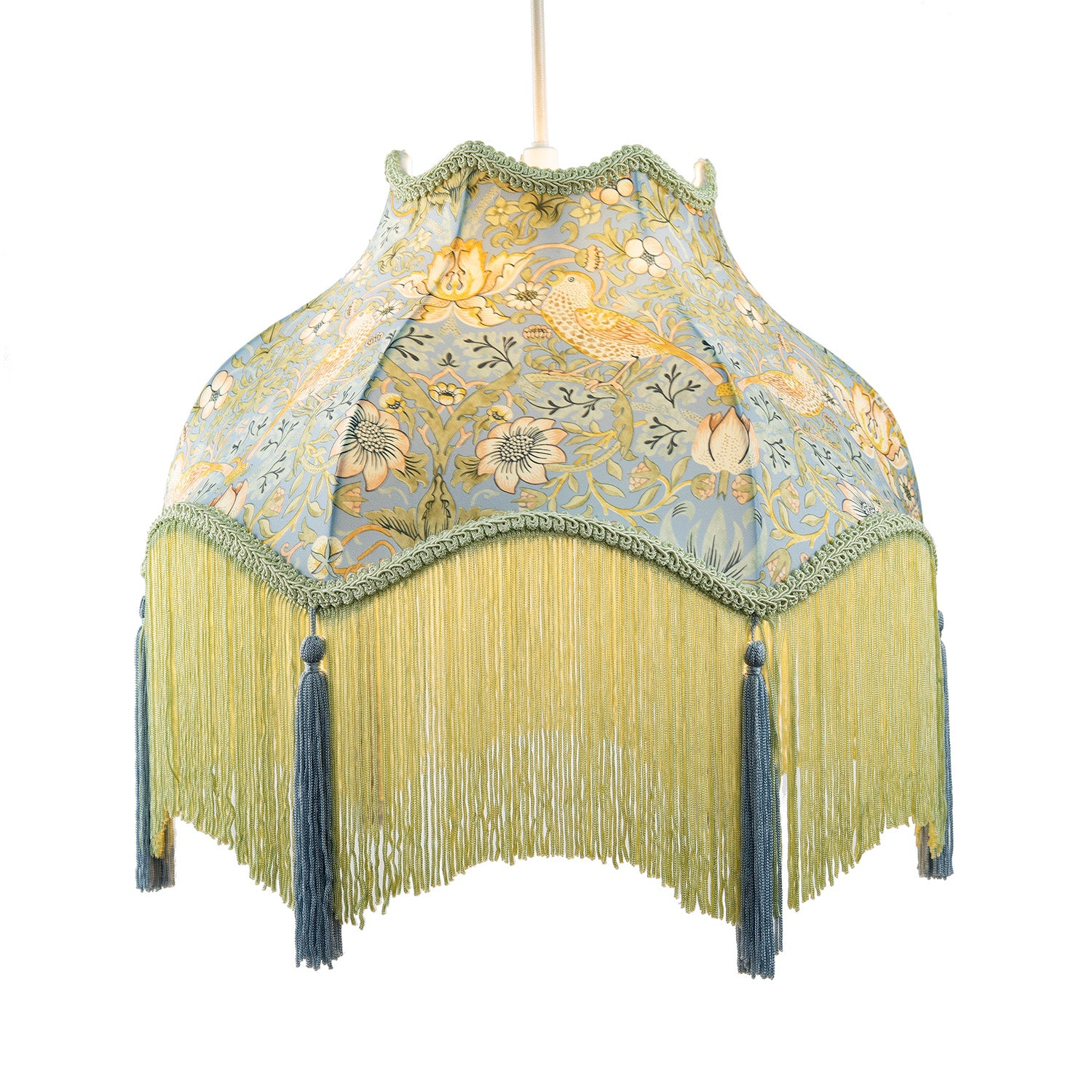 Vintage Victorian Shabby Chic Lamp Shade in Emerald Green and Blue Image 2