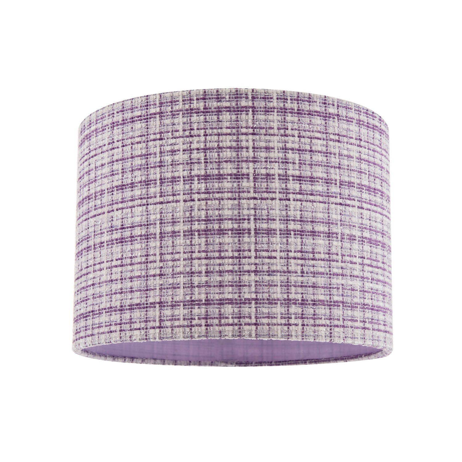 Cross Hatch Design Textured Linen Fabric Lamp Shade in Lilac and White Image 1