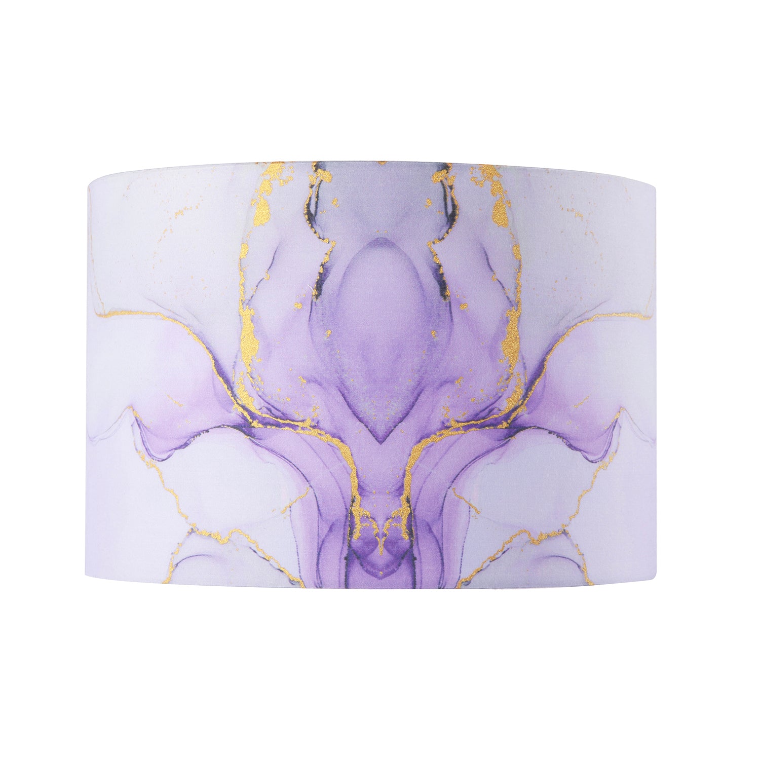 Designer Drum Lamp Shade in Marble Effect Cotton Fabric in Soft Lilac and Purple Image 2