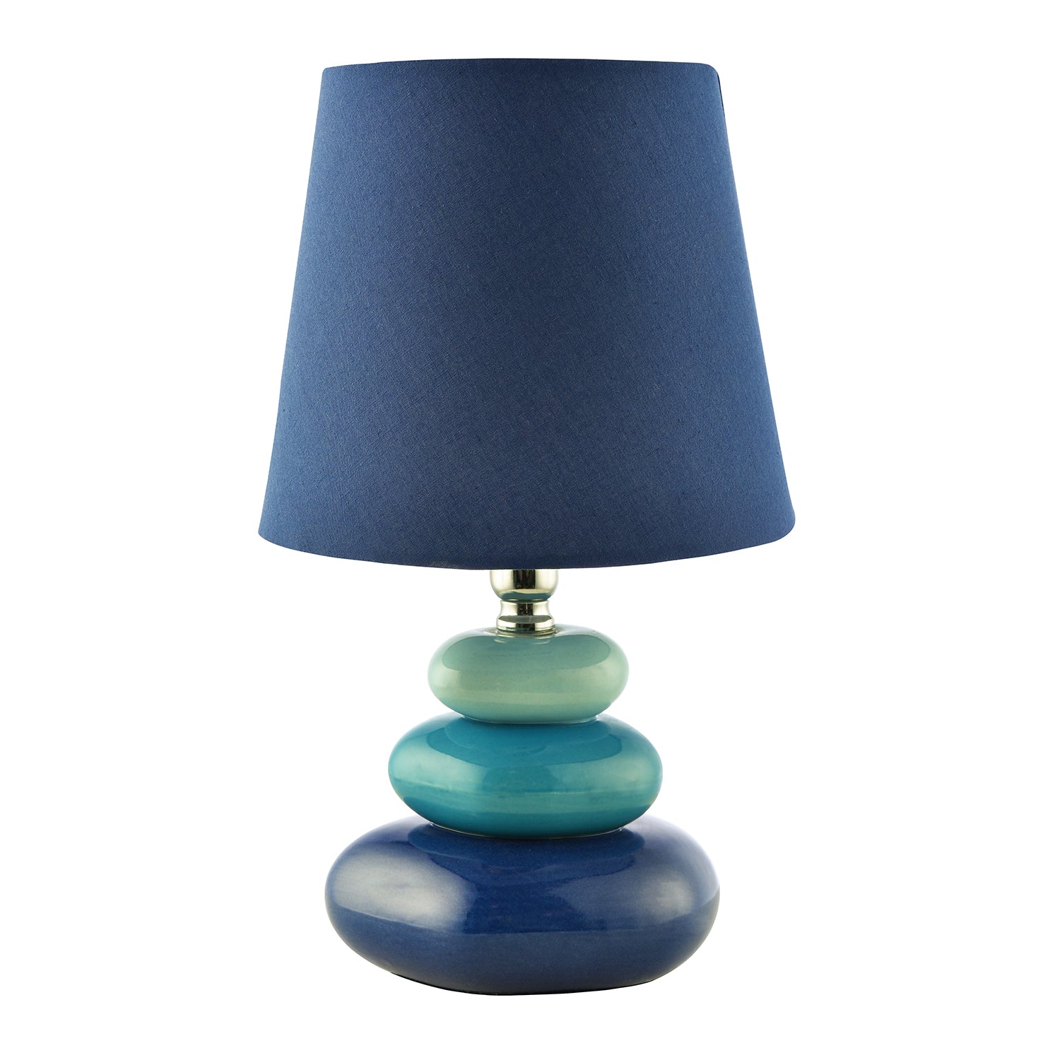 Ceramic Pebble Table Lamp with Midnight Blue Teal and Duck Egg Colours Image 1