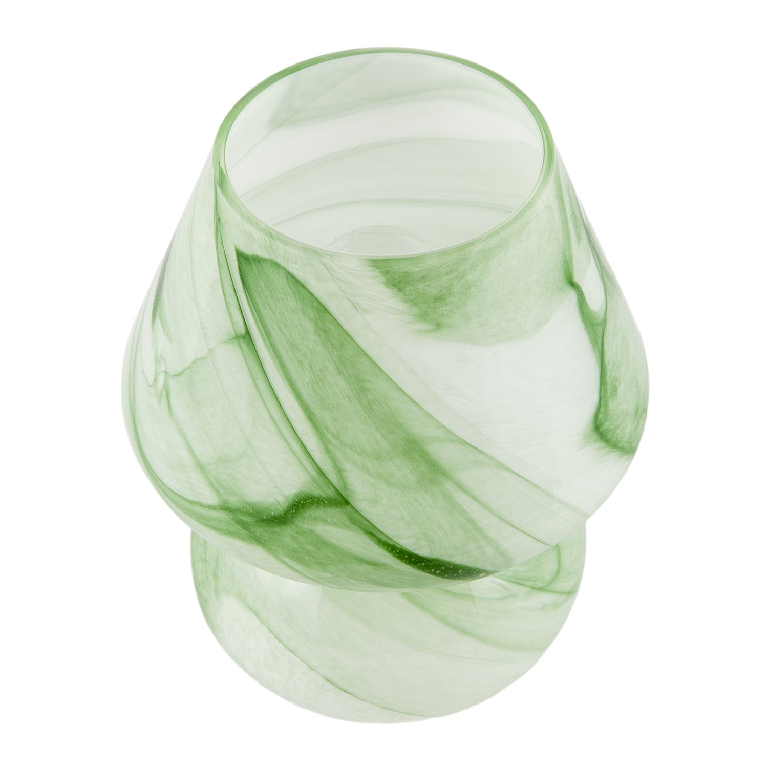 Modern Mini Mushroom Glass Table Lamp with Green Marble Effect Pattern Image 4