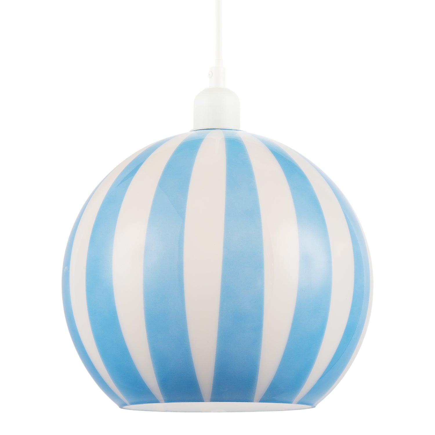 Sky Blue and White Striped High Gloss Glass Globe Pendant Light Shade Image 2
