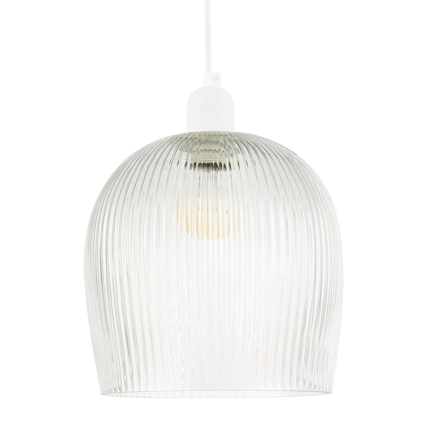 Modern Transparent Mini Line Ribbed Glass Pendant Ceiling Light Shade Image 1