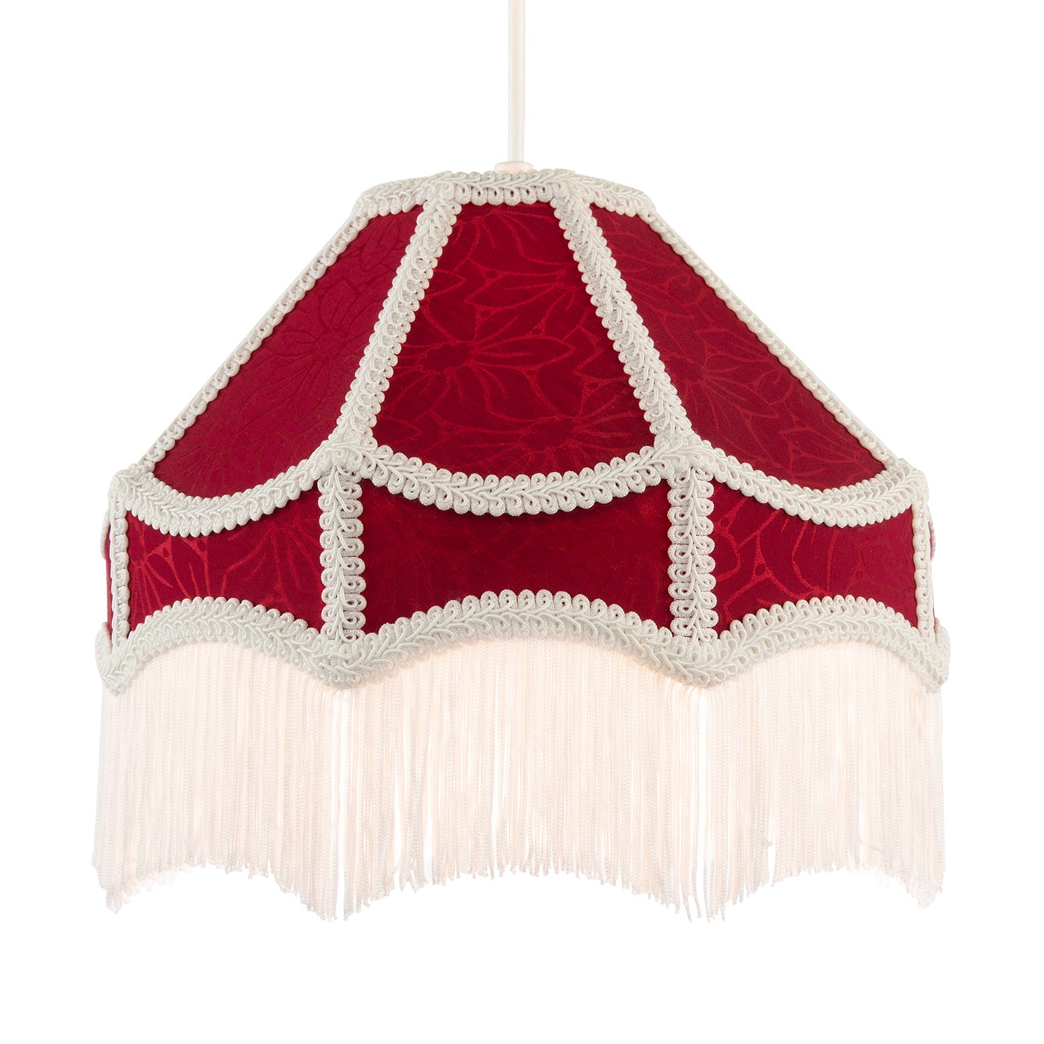 Classic Victorian Style Empire Pendant Shade in Burgundy Red Fabric Image 1