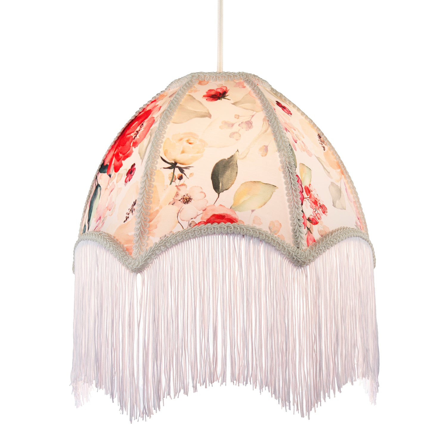 1920s Vintage Lamp Shade with Pastel Pink and Green Floral Decoration Image 2