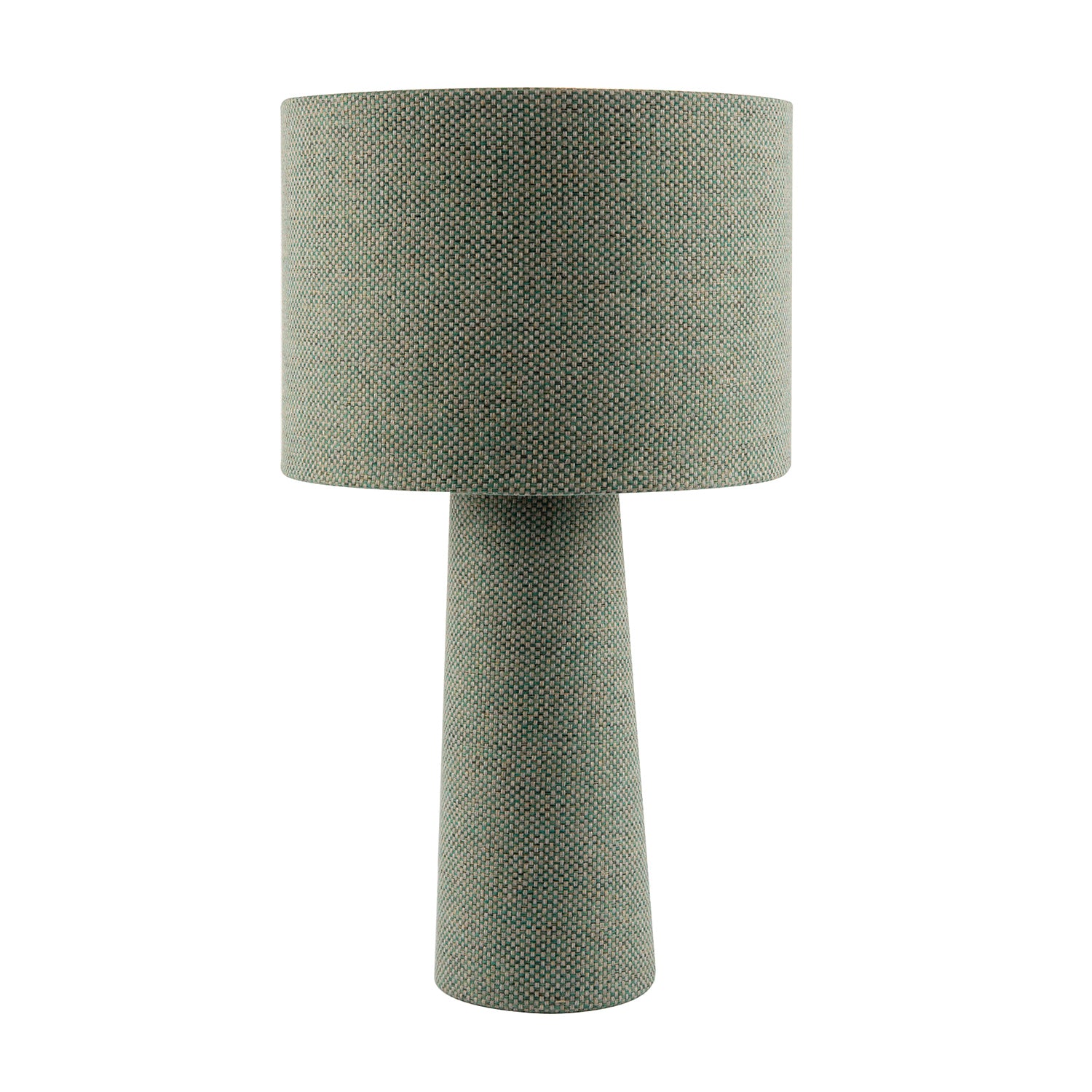 Forest and Olive Green Jacquard Linen Lamp with Fabric Shade and Base Image 1