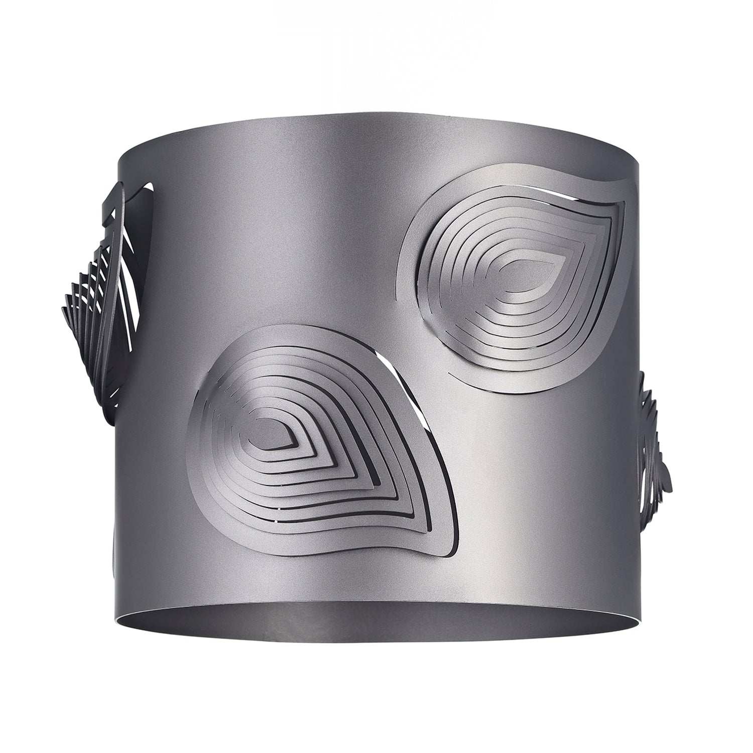 Pearl Grey Solid Metal Easy Fit Pendant Shade with Laser Cut Leaves Image 2