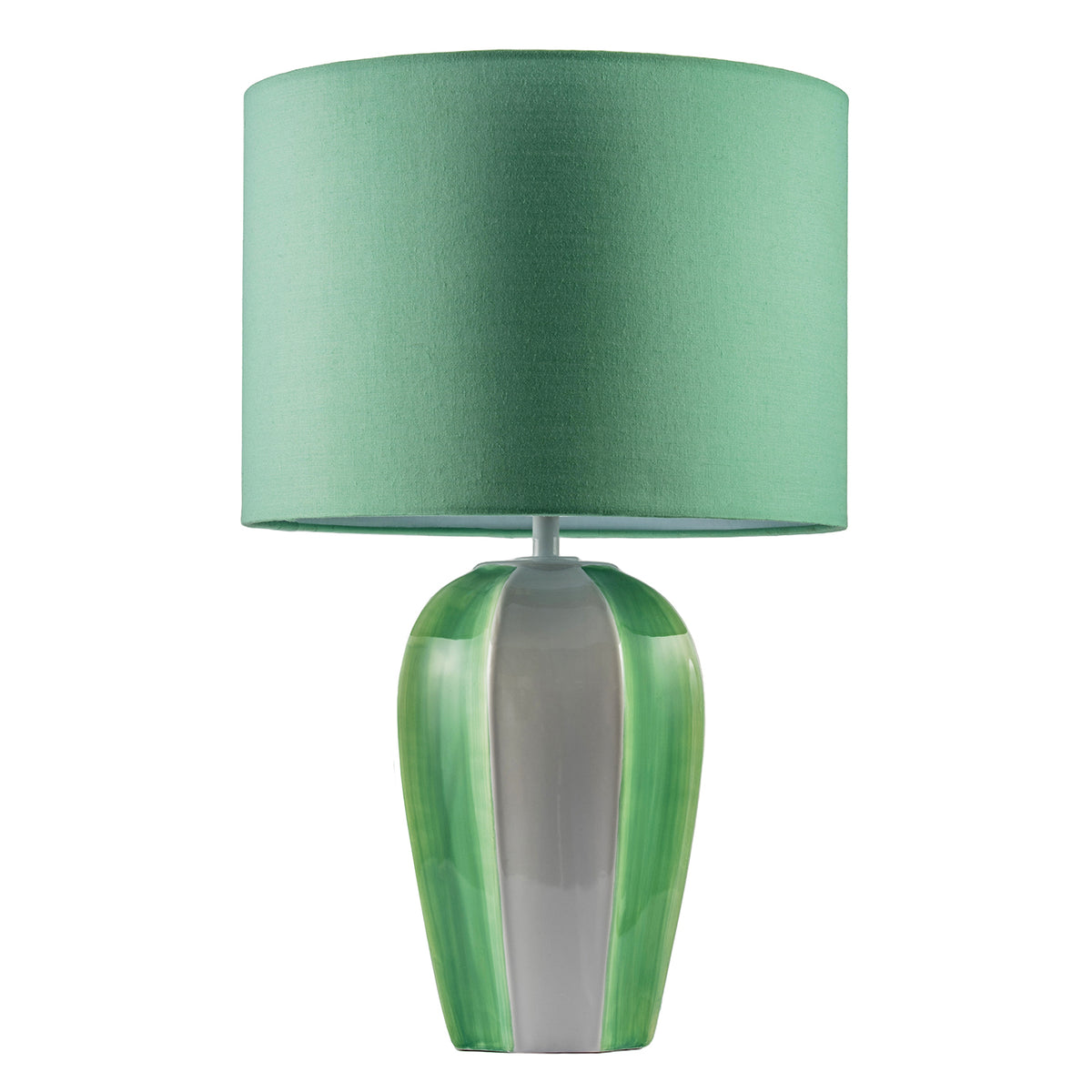Elegant Hand Painted Emerald Green Ceramic Gloss Table Lamp with Shade Image 1