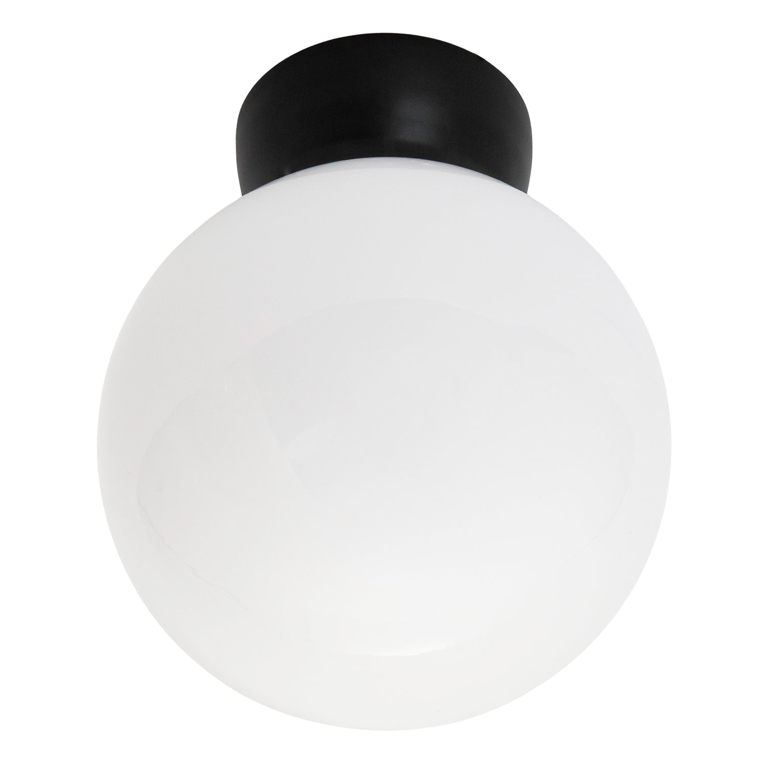 Traditional Matte Black and Opal Glass Globe IP44 Bathroom Ceiling Light Fitting Image 2