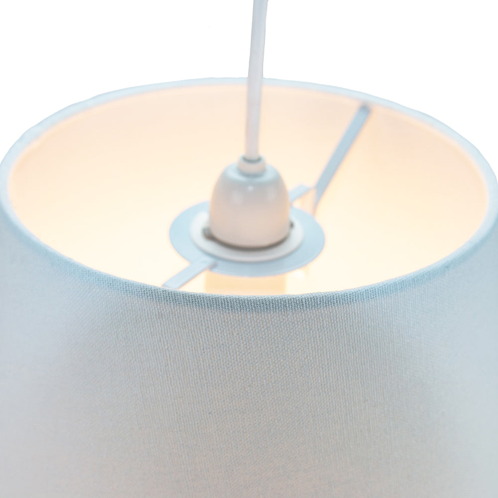 Traditional 14 Inch White Linen Fabric Drum Table/Pendant Lampshade 60w Maximum Image 4