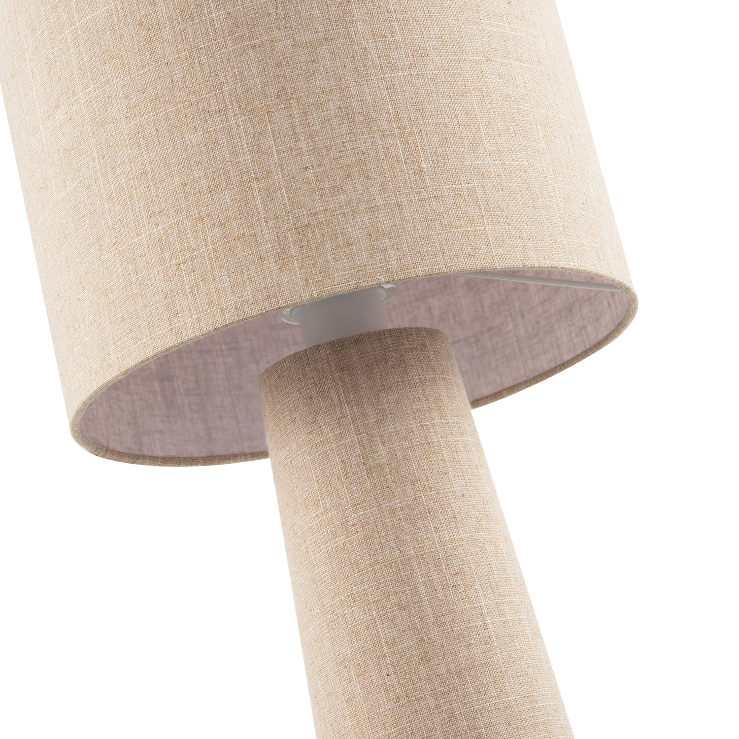 Modern Natural Oatmeal Linen Floor Lamp with Fabric Shade and Base Image 5