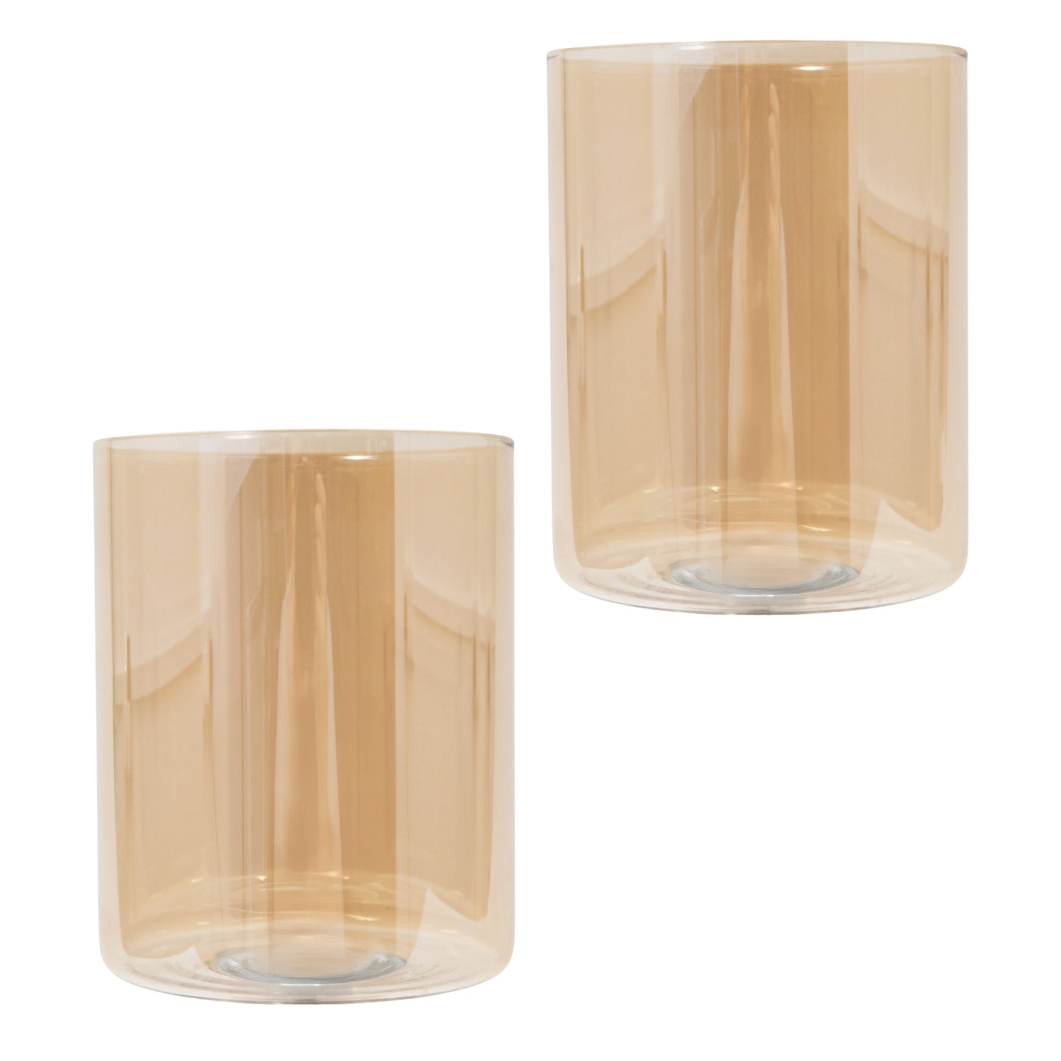 Pair of Amber Tinted Glass Shades with Rectangular Shape for E14 and E27 Bulbs Image 1