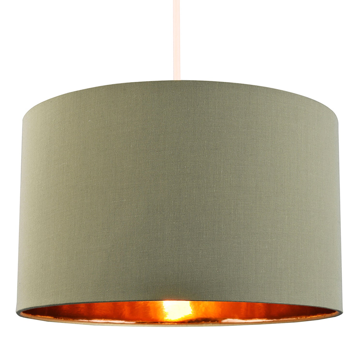 Olive Green Cotton 20" Floor/Pendant Lampshade with Shiny Copper Inner Image 2