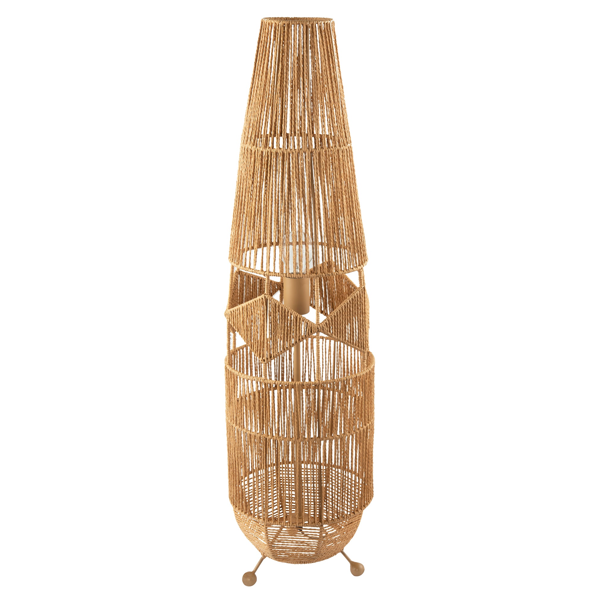 Moroccan Designed Floor Lamp in Vintage Twisted Paper and Metal Frame Image 1