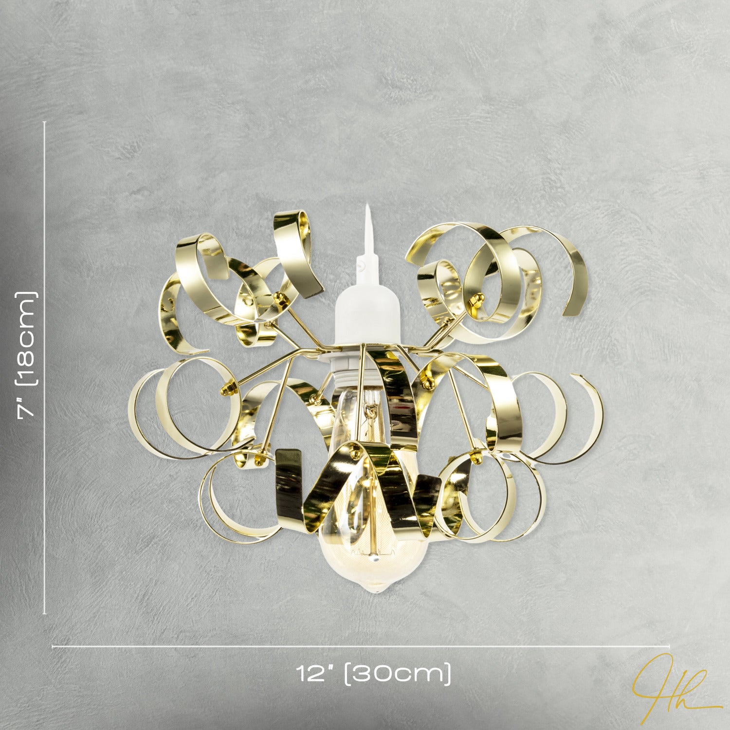 Polished Gold Metal Pendant Shade with Twisting and Curving Strips Image 7