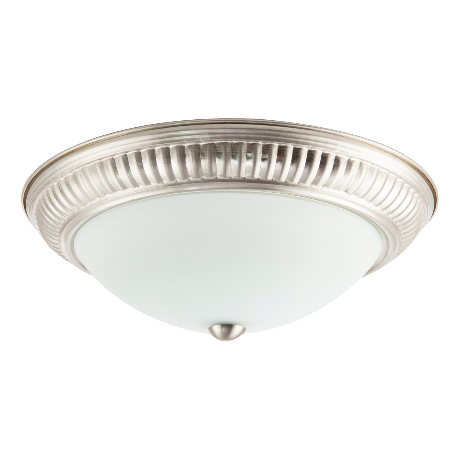 Modern LED IP44 Flush Ceiling Light in Satin Nickel with Sensor Image 1