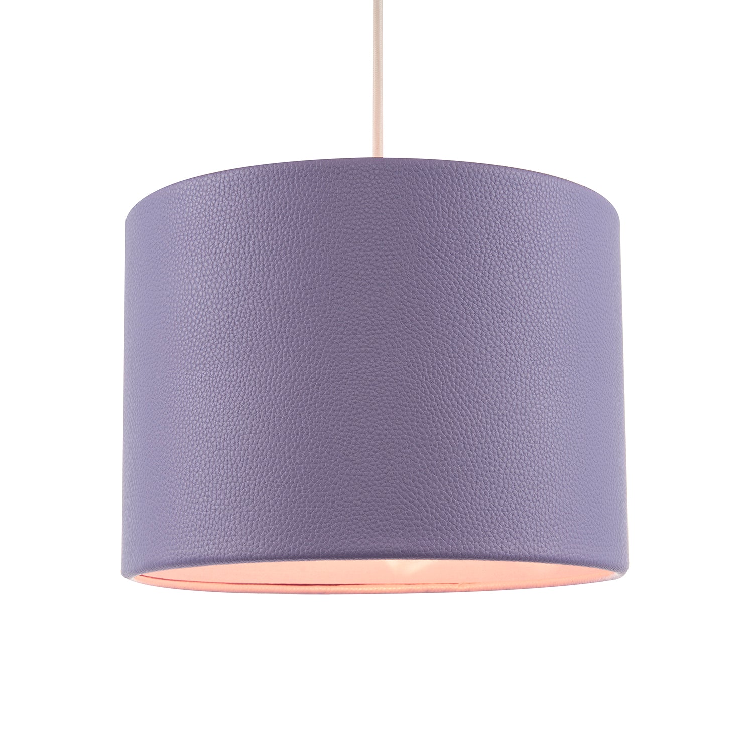Classic Soft Lilac Faux Leather Lamp Shade with Inner Cotton Lining Image 2