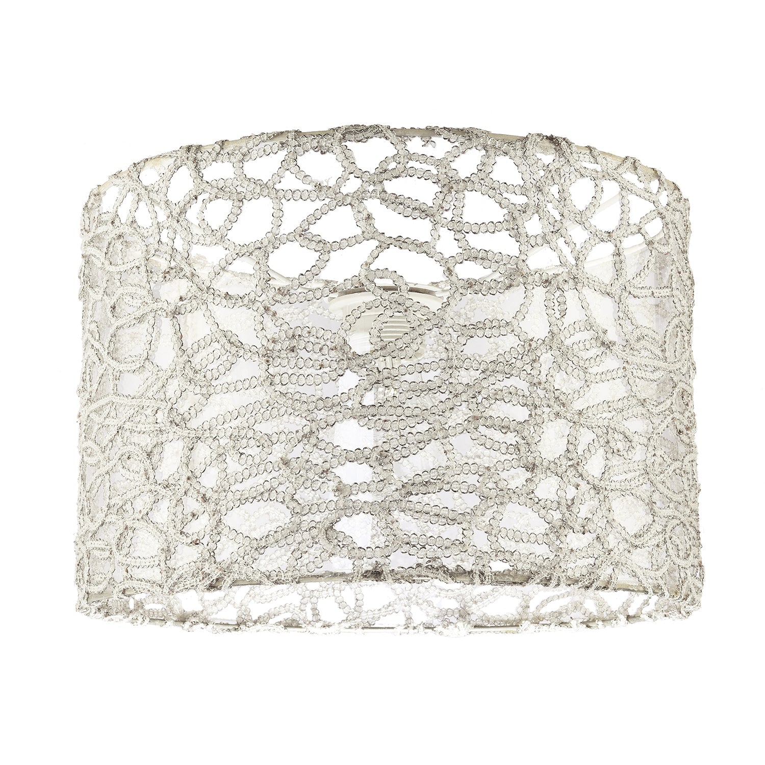 Silver Mesh Metal and Fabric Drum Lamp Shade with Inner Clear PVC Image 1