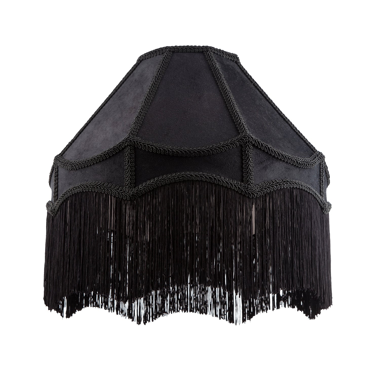 Traditional Victorian Empire 40cm Lamp Shade in Jet Black with Tassels Image 1